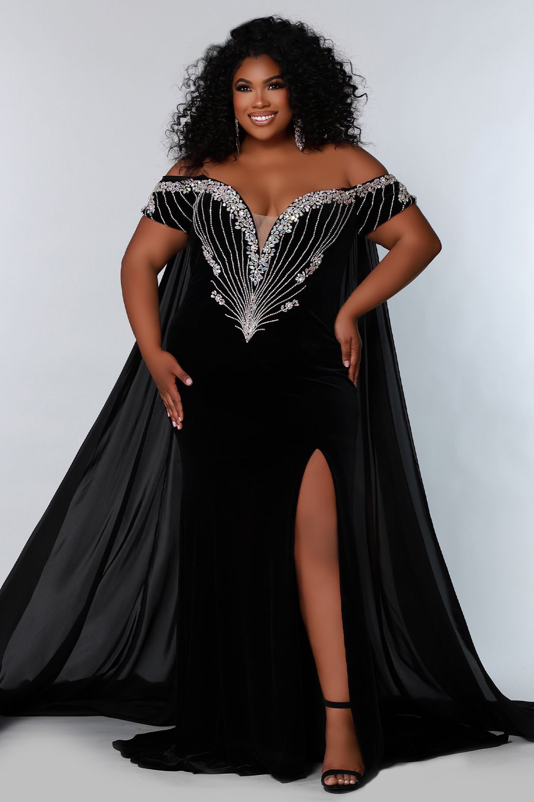 Sparkly Black Sequins Plus Size Evening Dresses 2022 Scoop Neck Long Sleeve  Evening Party Sweep Train